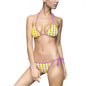 Cheerful Yellow Smiley Women's Bikini Swimsuit, Fun Summer Swimwear, Beachwear, Pool Party Outfit, Cute Gift for Her