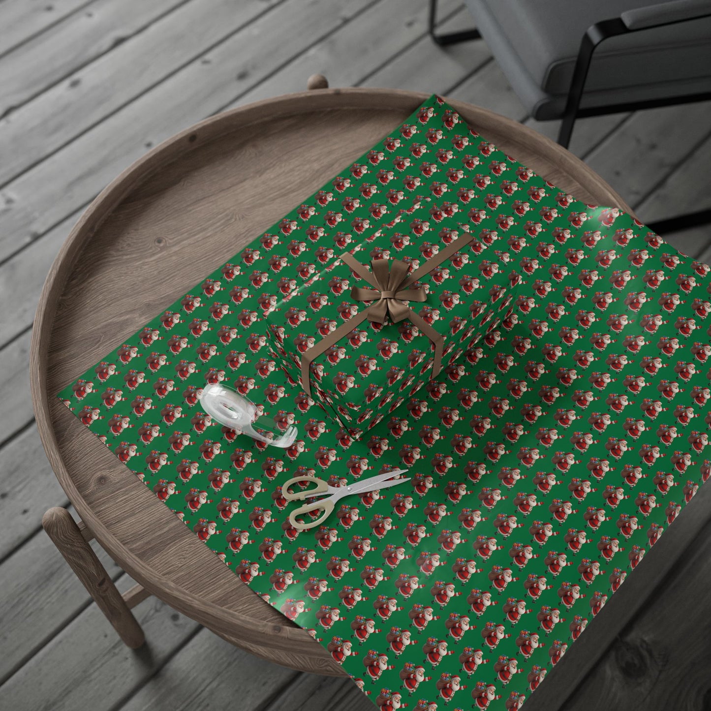 Christmas Dachshund Wrapping Paper — Green Santa Dog Gift Wrap