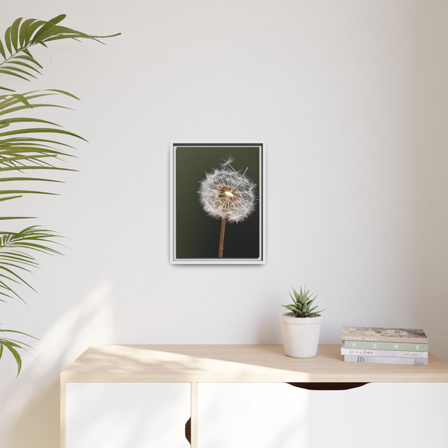 Framed Dandelion Canvas Print — Matte Botanical Wall Art