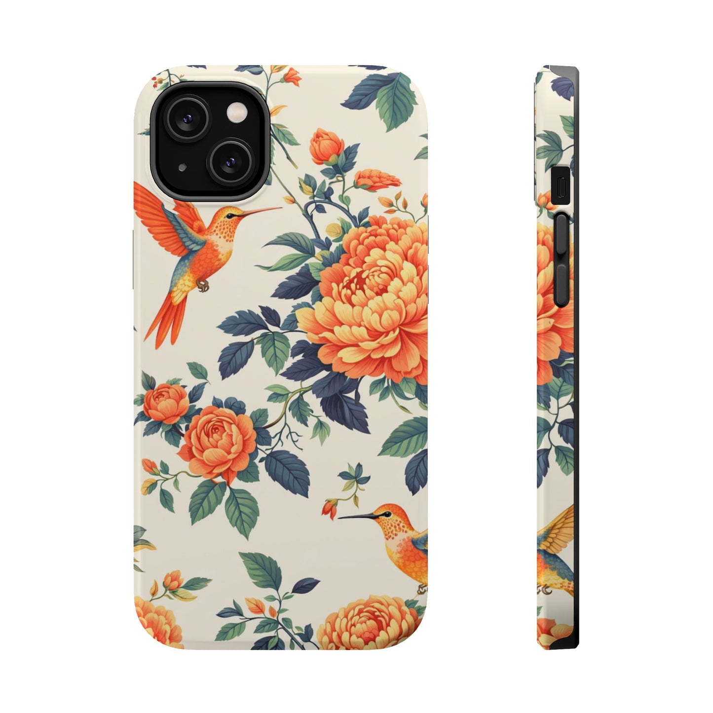 Floral Hummingbird Magnetic Phone Case — Impact-Resistant Protective Cover