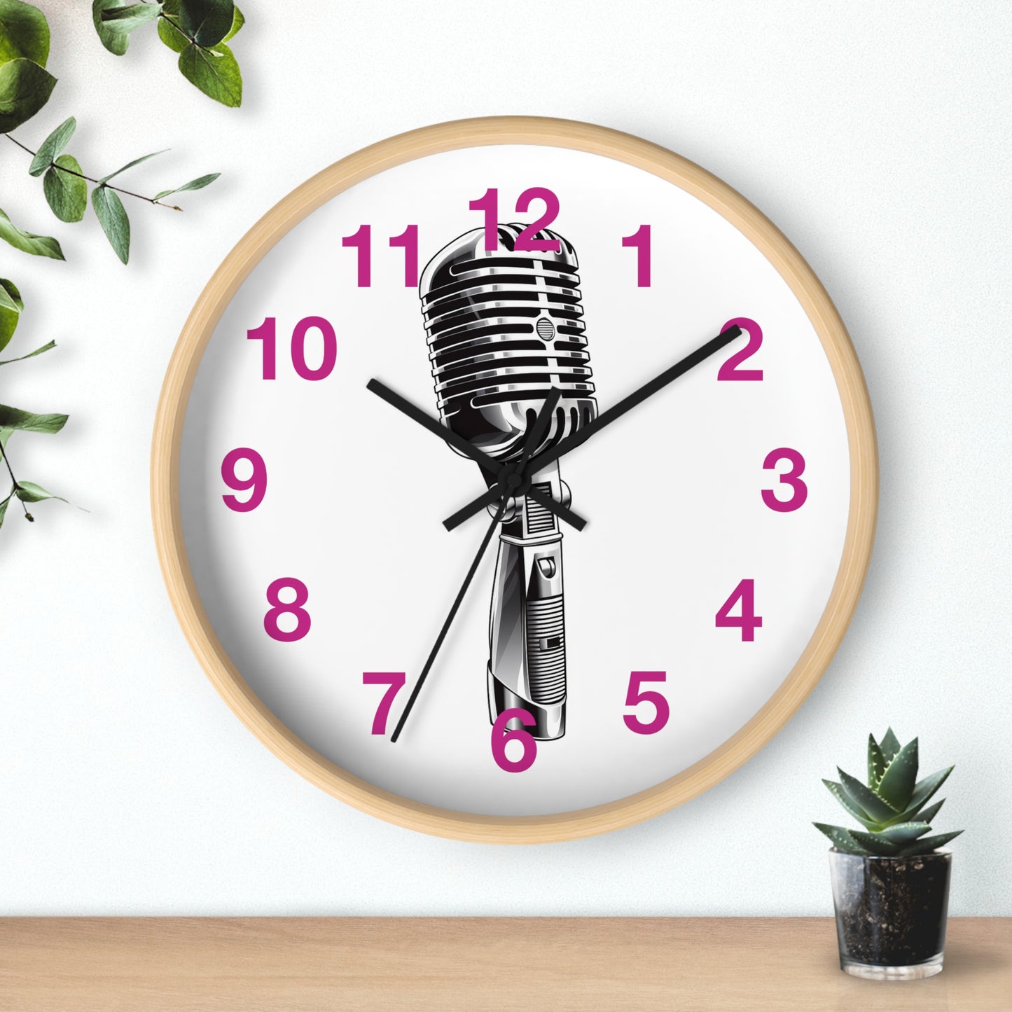 Red Numbers Optical Stripe Wall Clock | Black White Vertical Lines