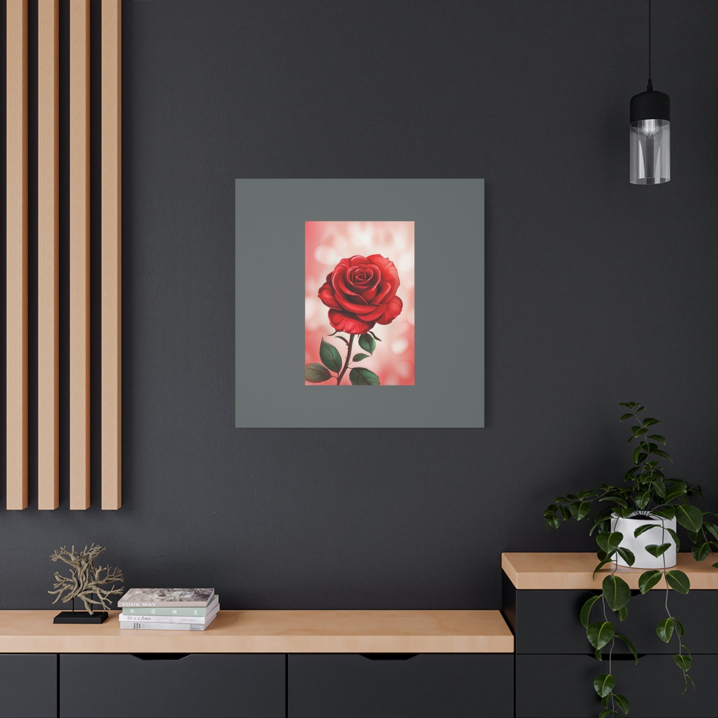 Red Rose Vertical Matte Canvas Print — Romantic Floral Wall Art
