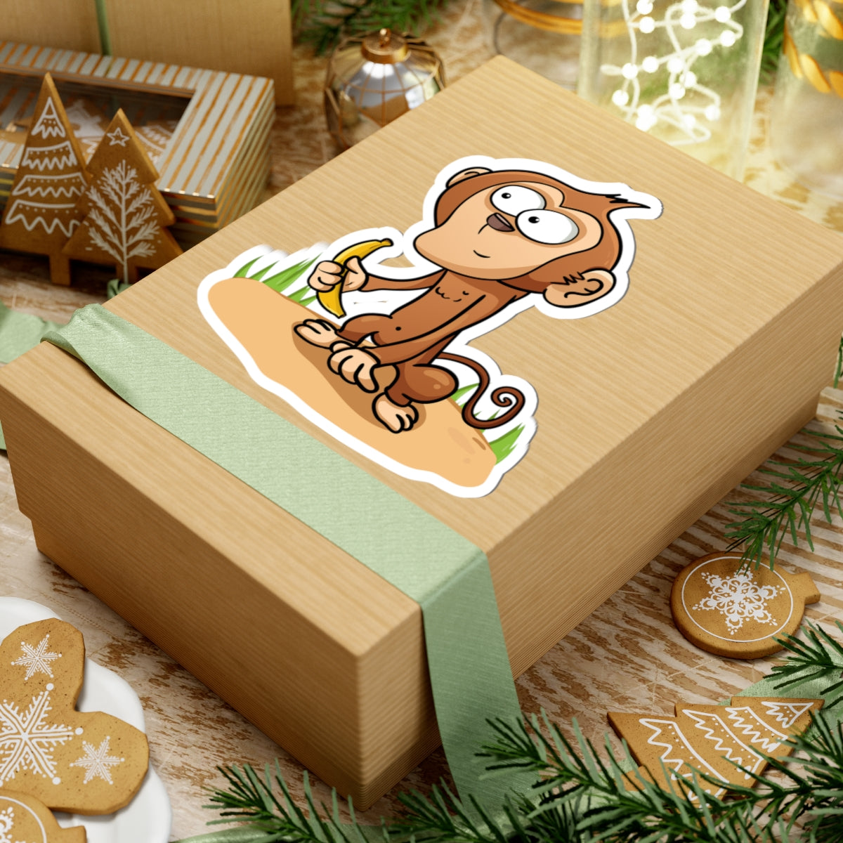 Whimsical Monkey Sticker for Kids, Cute Animal Decal