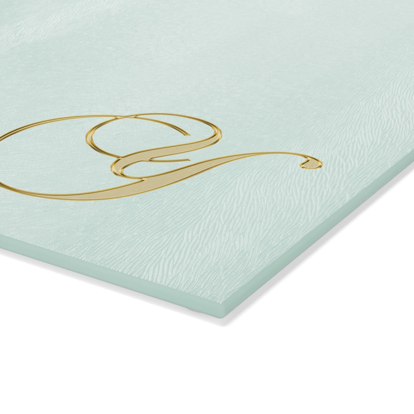 Mint Glass Cutting Board with Gold Monogram Letter 'Y' – Elegant Kitchen Prep Board, Gift for Brides & Housewarmings