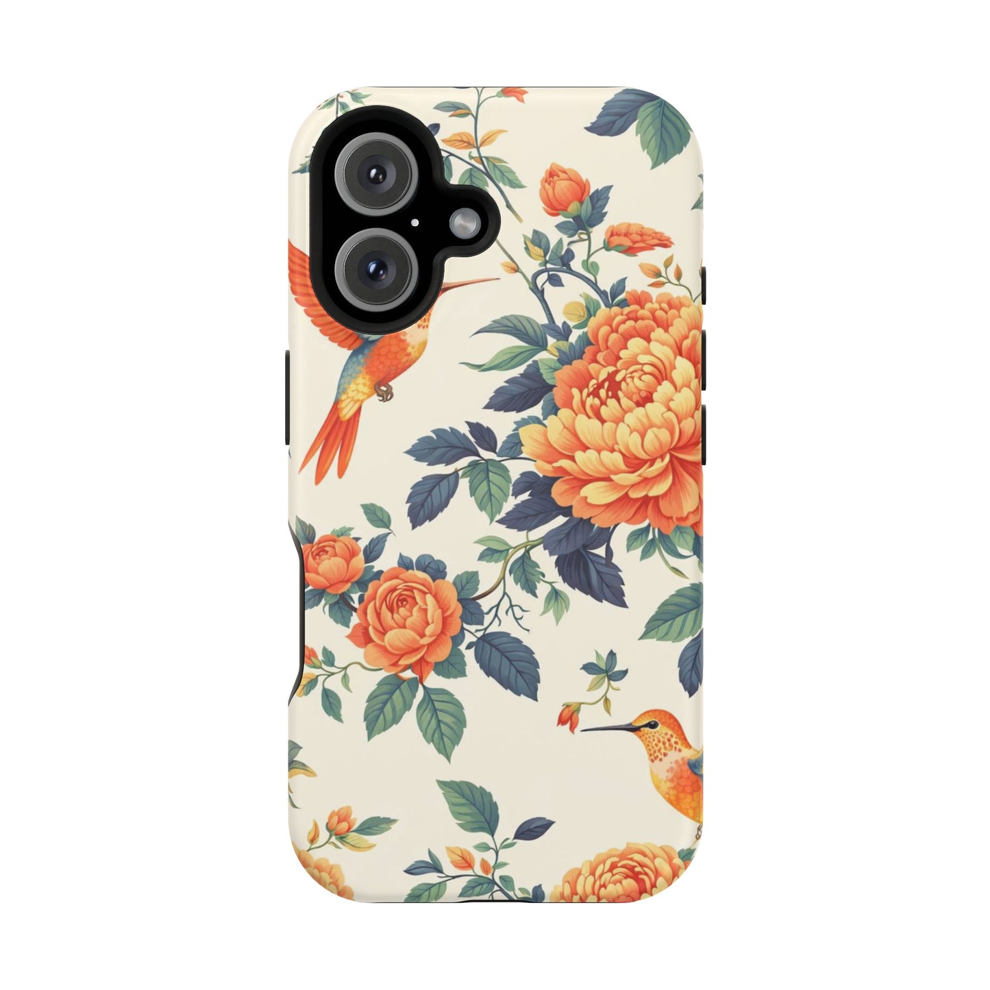 Floral Hummingbird Magnetic Phone Case — Impact-Resistant Protective Cover