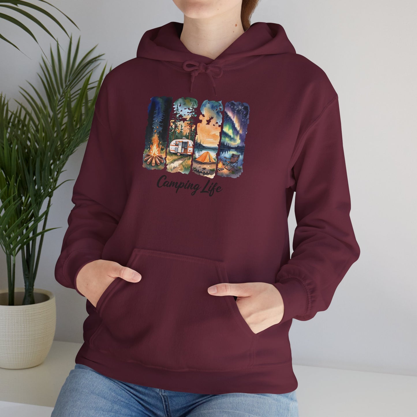 Camping Life Hoodie – Outdoor Illustrated Campsite Scenes