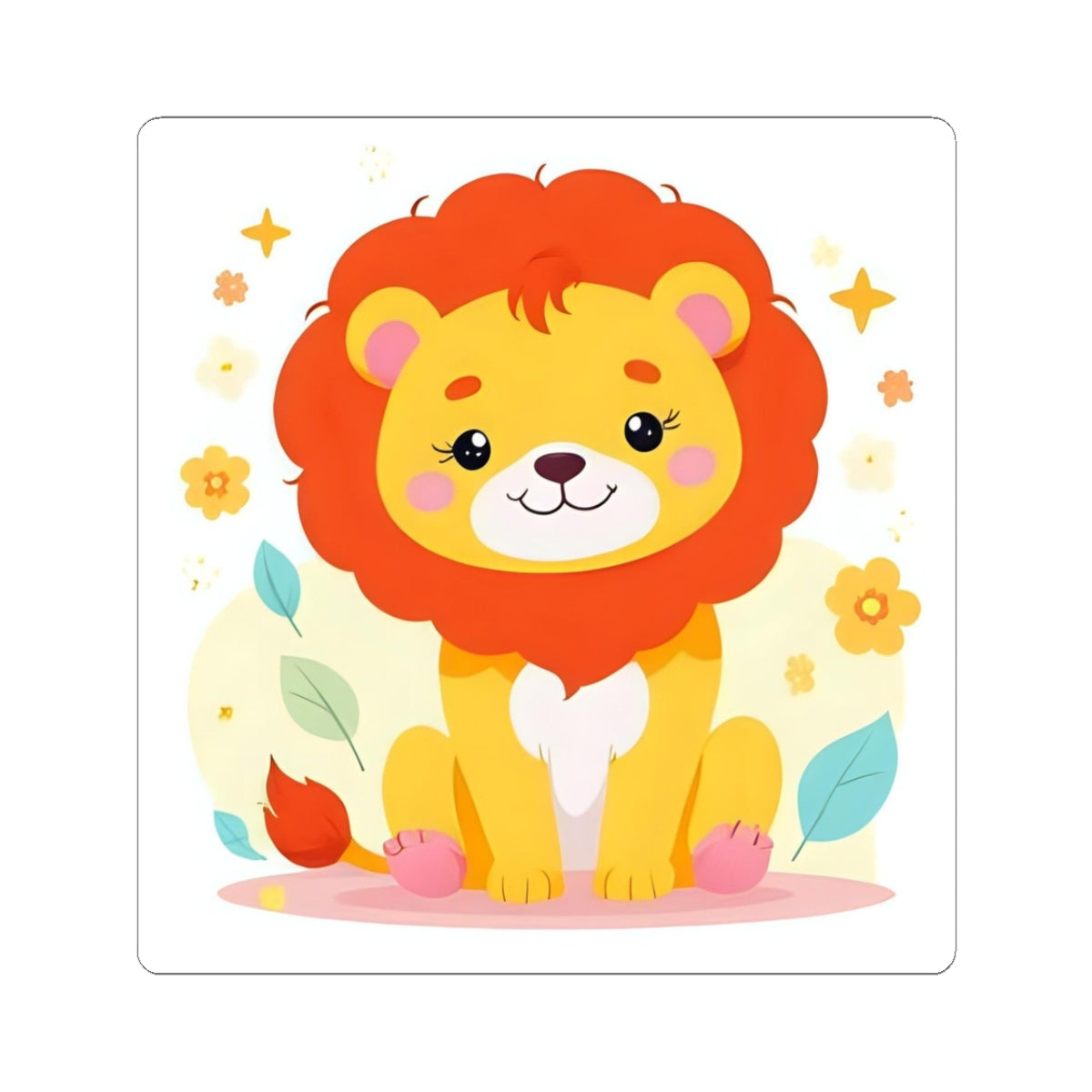 Cute Lion Kiss-Cut Sticker — Cartoon Baby Animal Decorative Decal for Laptops, Water Bottles & Scrapbooks