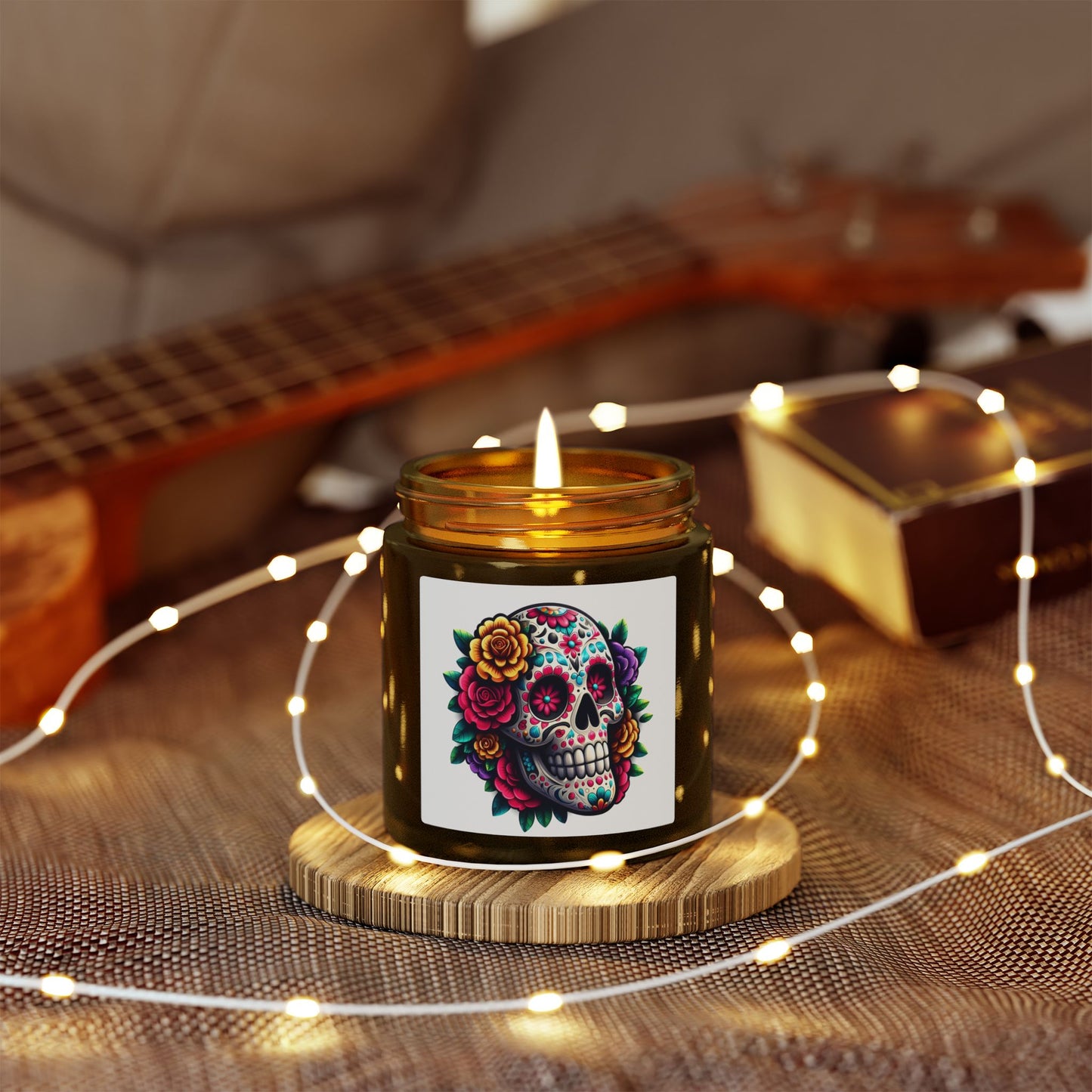 Day of the Dead Coconut Apricot Scented Candle (4oz & 9oz)
