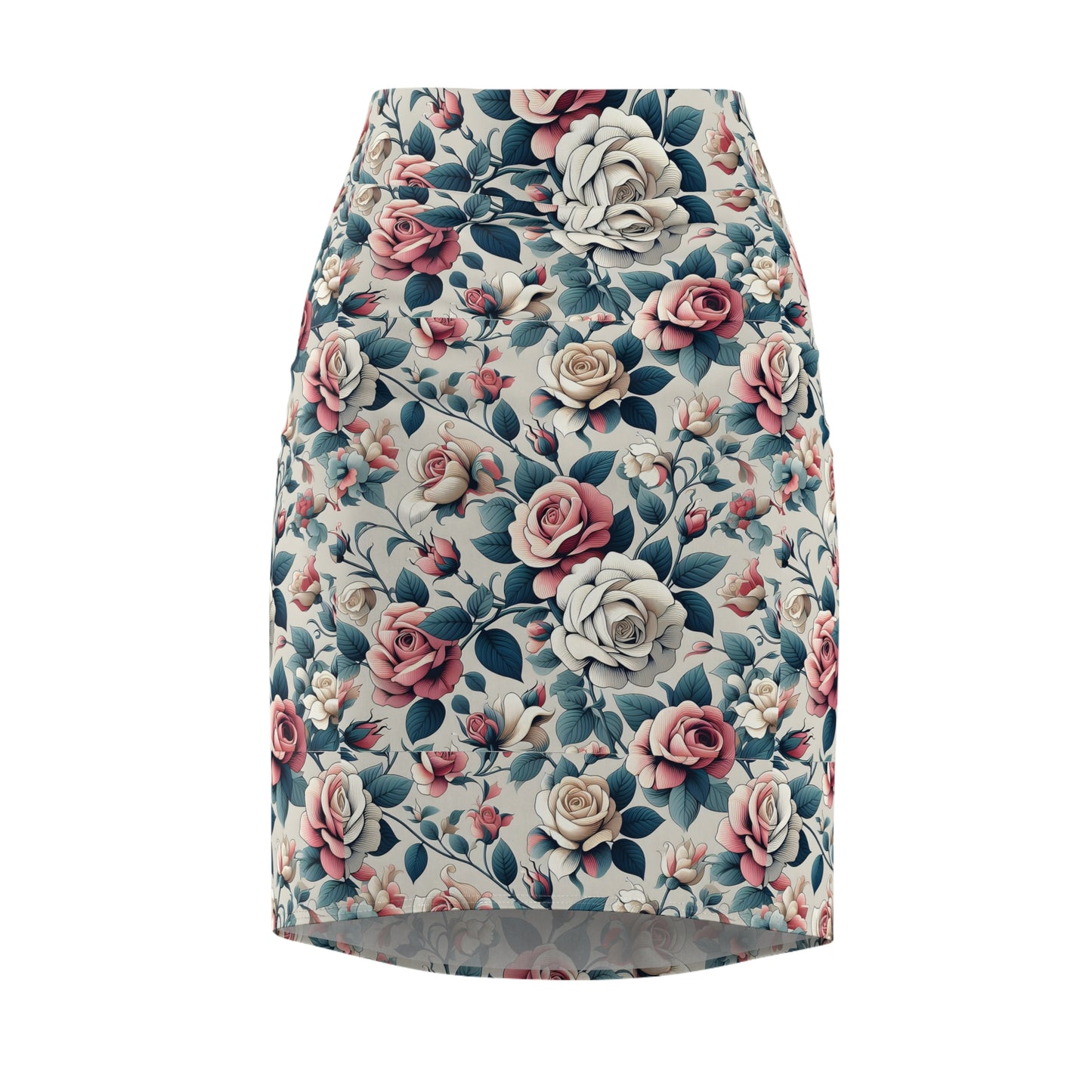 Floral Vintage Rose Pencil Skirt — Pastel