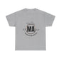 Unisex Heavy Cotton Tee with Massachusetts Design, Casual Wear, Gift for Him/Her, Travel Souvenir, Vintage Style