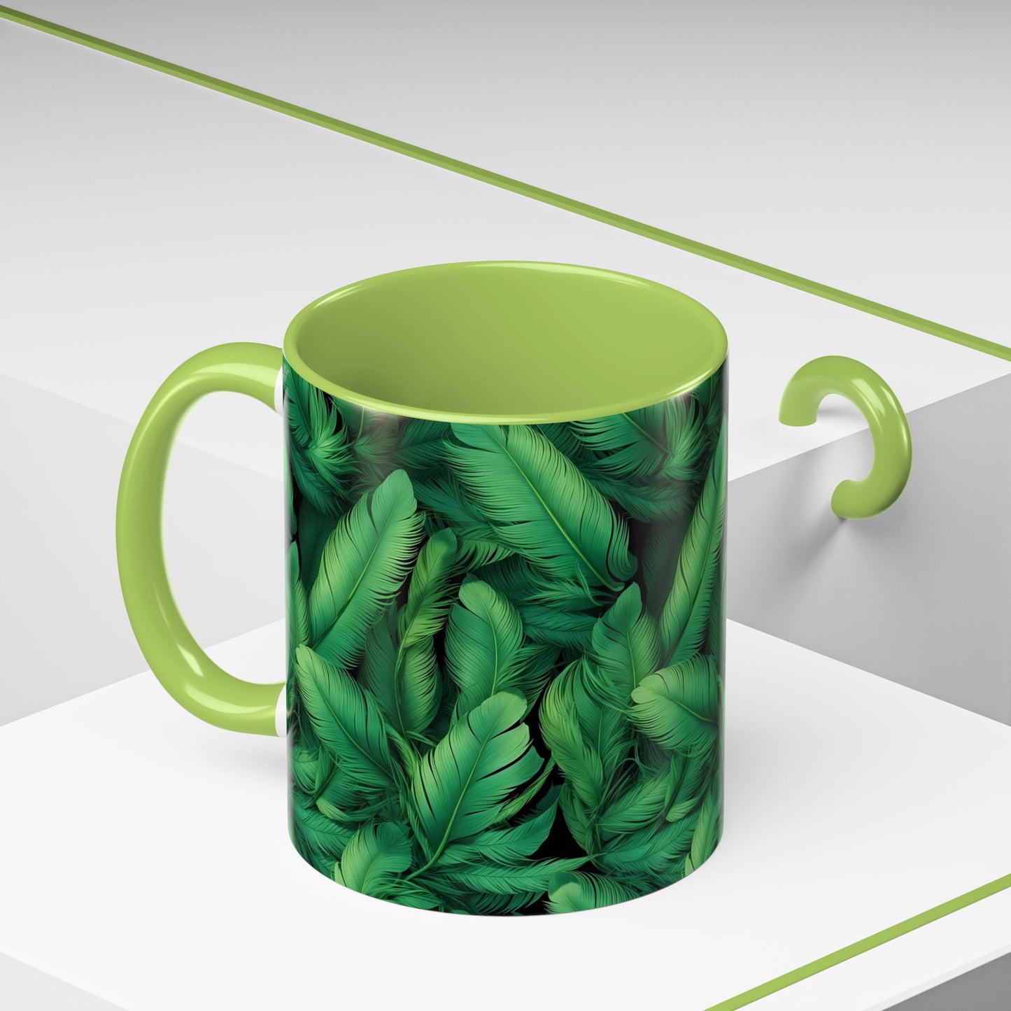 Tropical Leaf Coffee Mug - Green Botanical Drinkware, Ideal Gift for Nature Lovers, Home Decor, Tropical Theme, Eco-Friendly Beverage