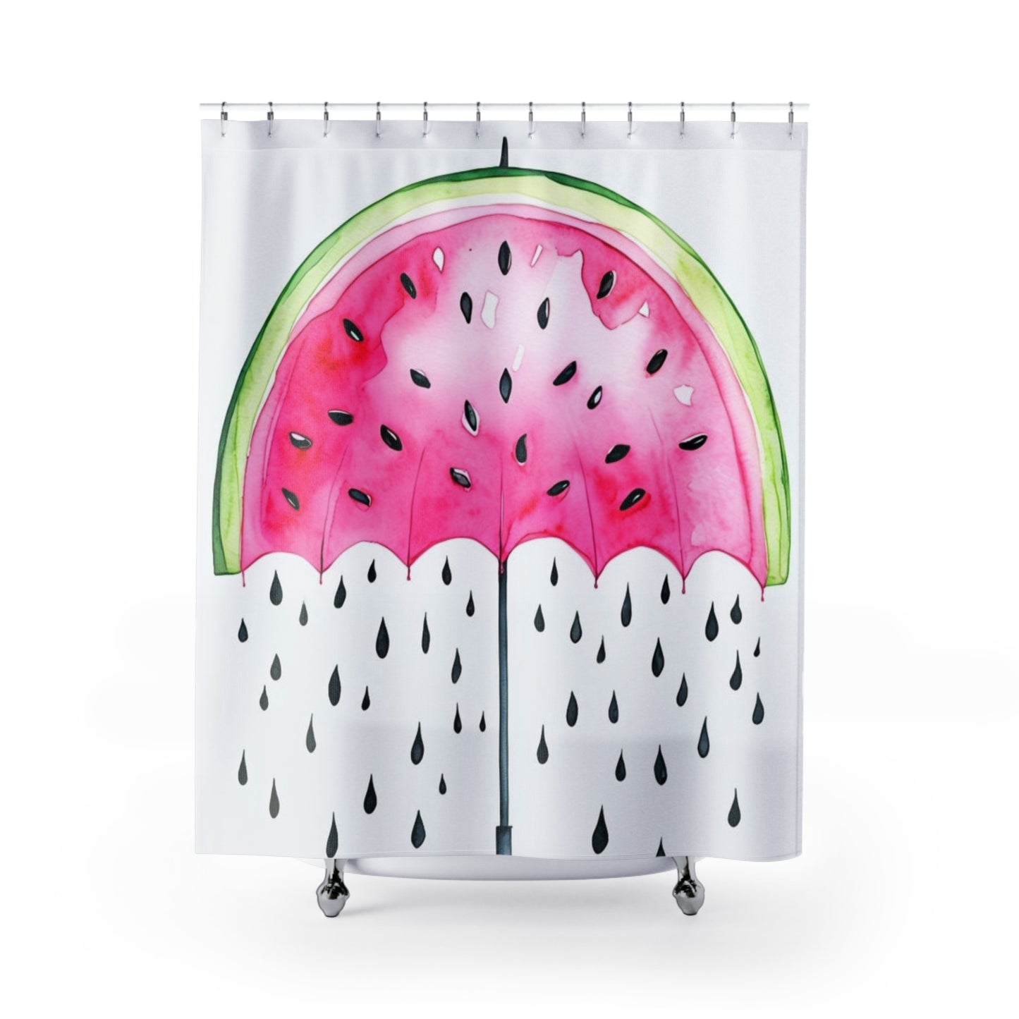 Watermelon Slice Shower Curtain — Bright Summer Fruit Bath Decor