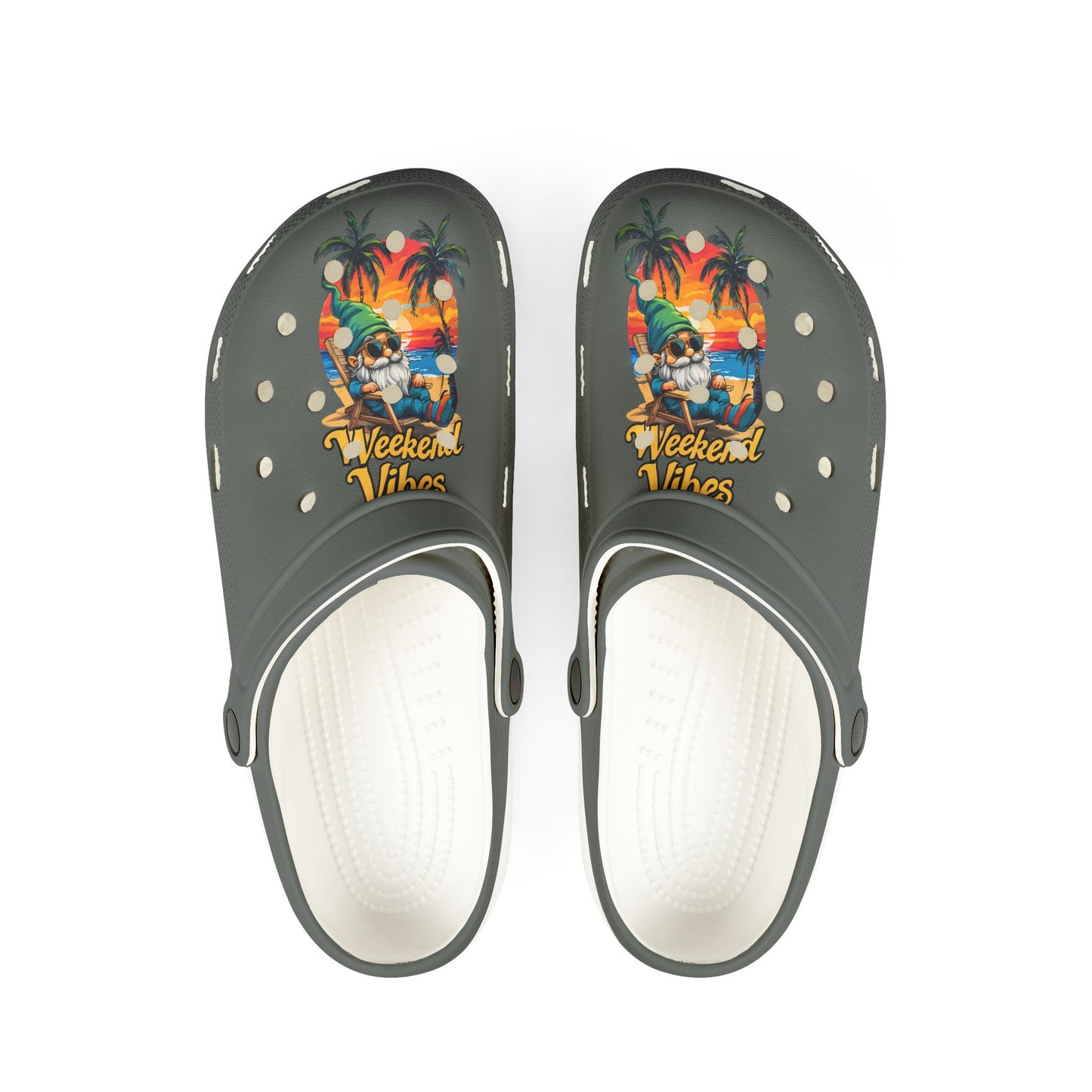 Weekend Vibes EVA Clogs — Tropical Beach Graphic Foam Shoes
