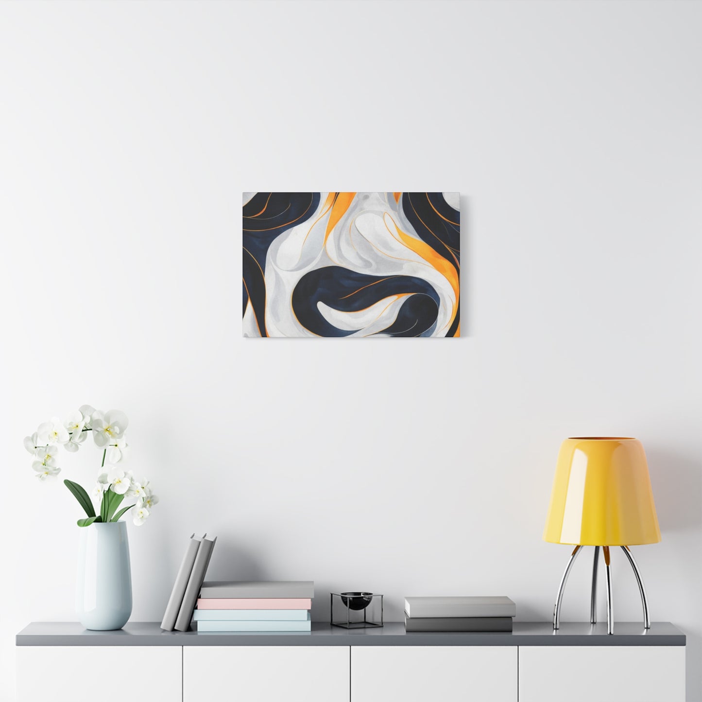 Abstract Navy & Gold Swirl Matte Canvas Wall Art