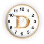 Elegant Initial D Wall Clock, Personalized Home Decor, Modern Timepiece, Gift for Her, Study Room Wall Art, Unique Design