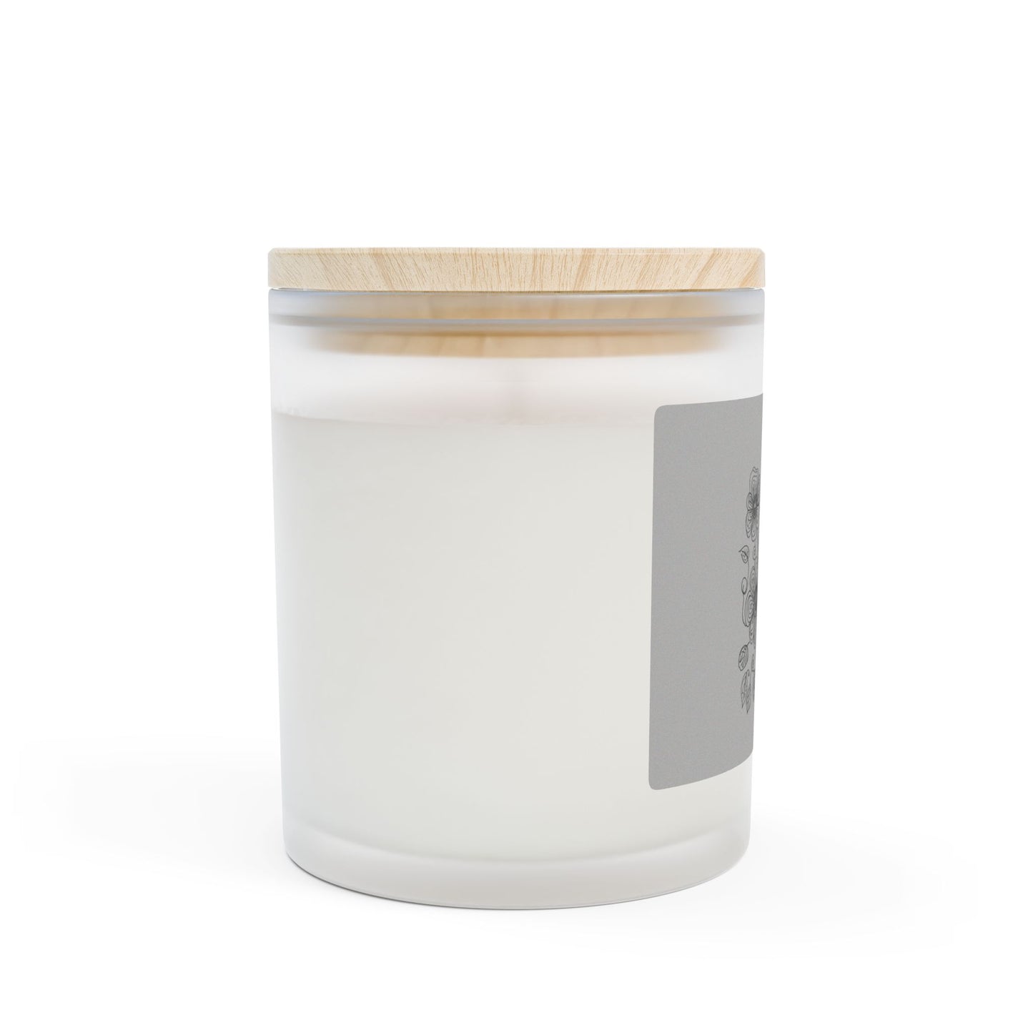 Frosted Glass Candle — Hand-Drawn Floral Bouquet Scented Candle (11 oz)