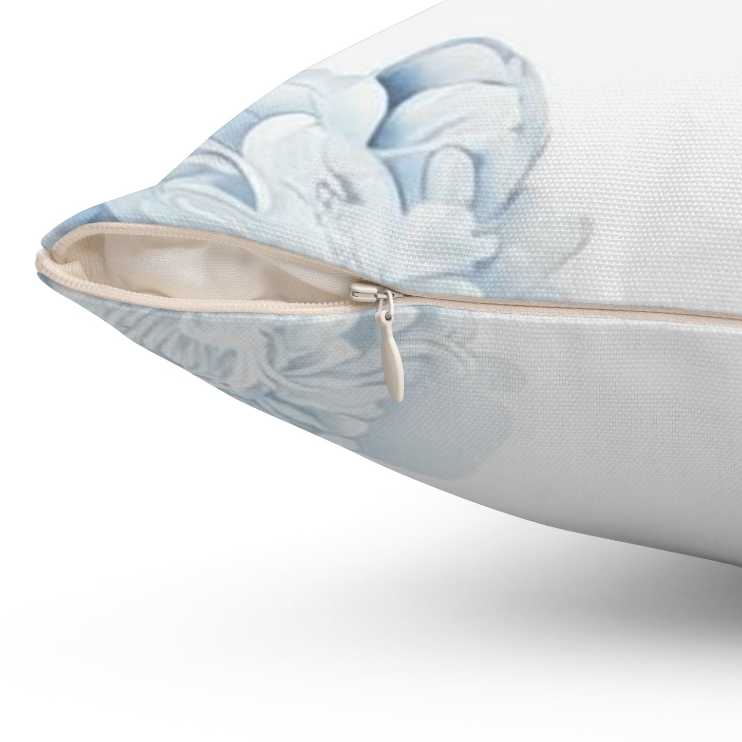 Monogram C Floral Pillow — Blue Initial Square Throw Pillow
