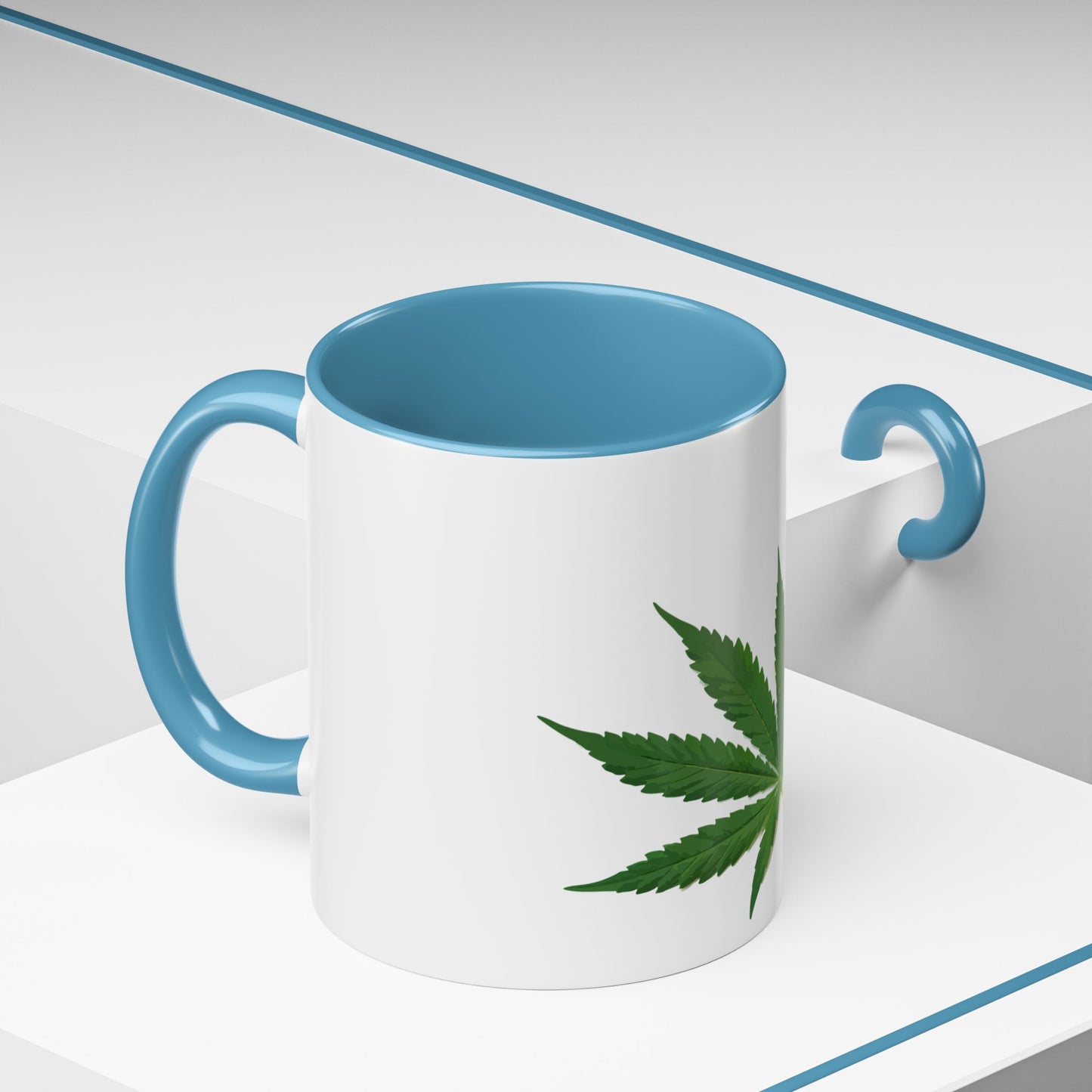 Marijuana Leaf Accent Coffee Mug | Cannabis Lover's Gift, Unique Coffee Cup, Pothead Mug, Stoner Gift Idea, Greenery Decor