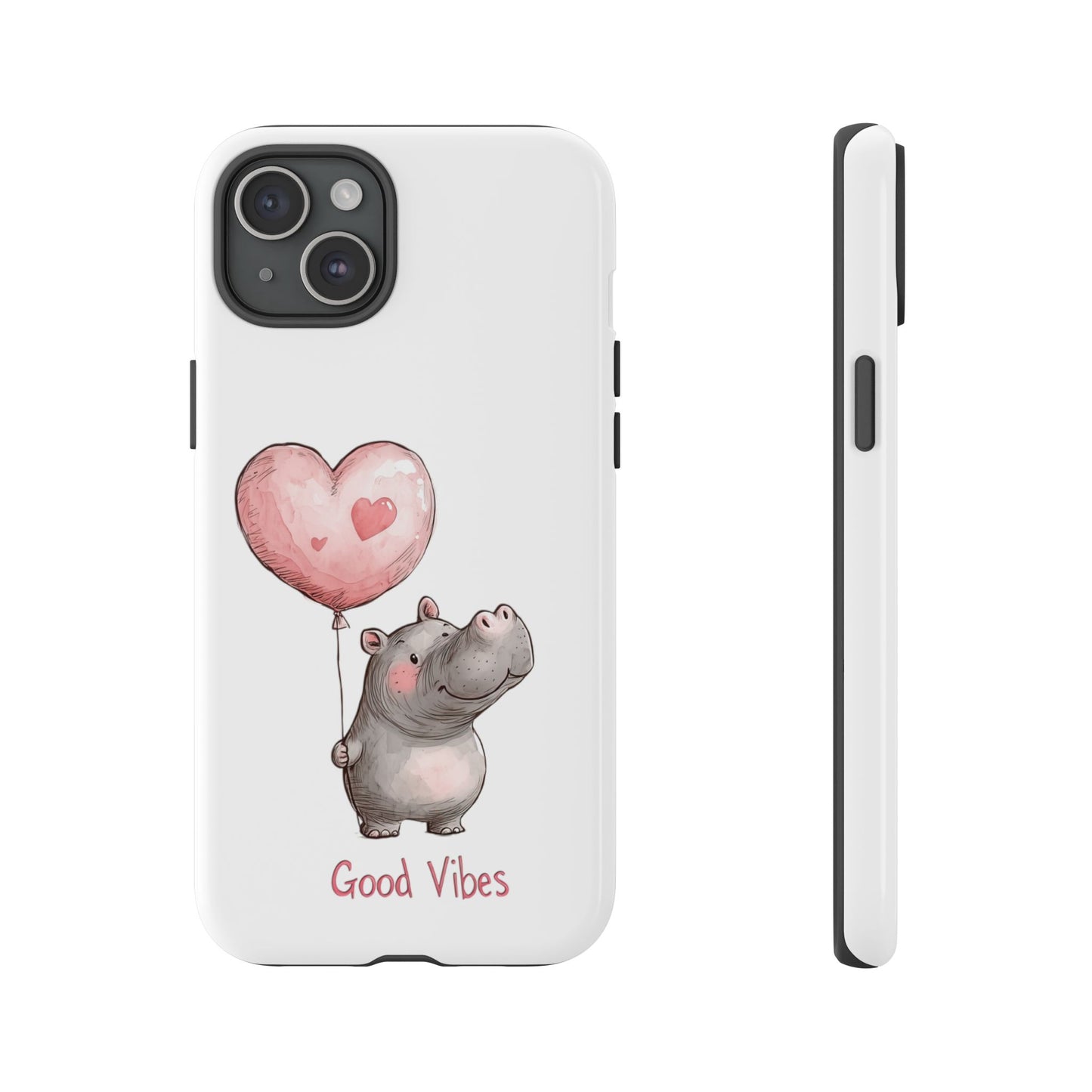 Cute Hippo Phone Case - Good Vibes Design, Animal Lover Gift, Fun Accessory, Birthday Present, Phone Accessories