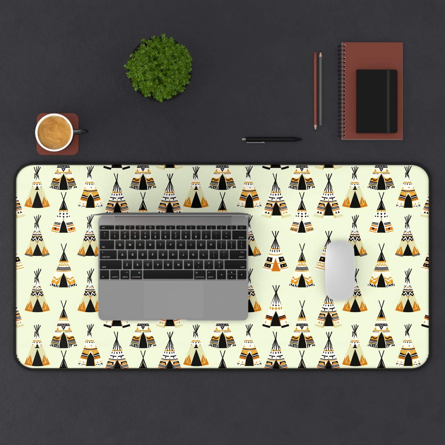 Tribal Teepee Desk Mat - Bohemian Workstation Decor