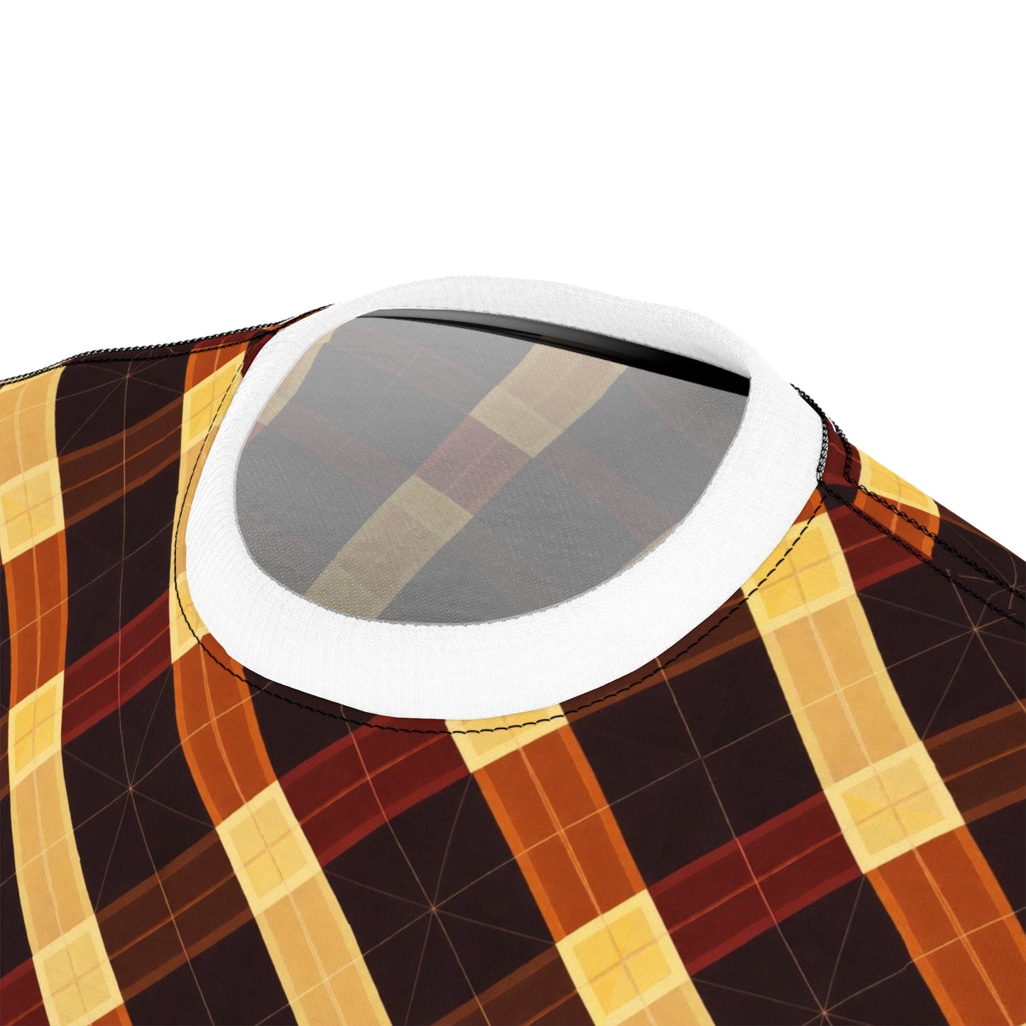 Plaid Diagonal Tee — Autumn Brown & Mustard All-Over Print T-Shirt