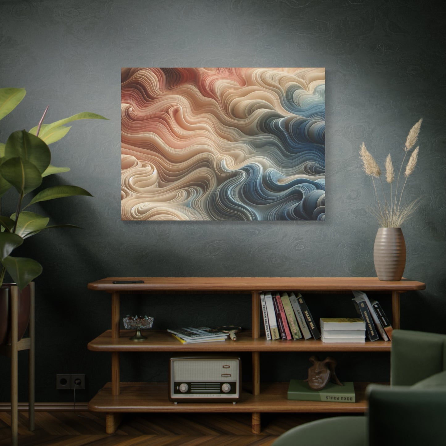 Abstract Swirl Matte Canvas Wall Art — Fluid Earth Tones, Stretched 1.25"