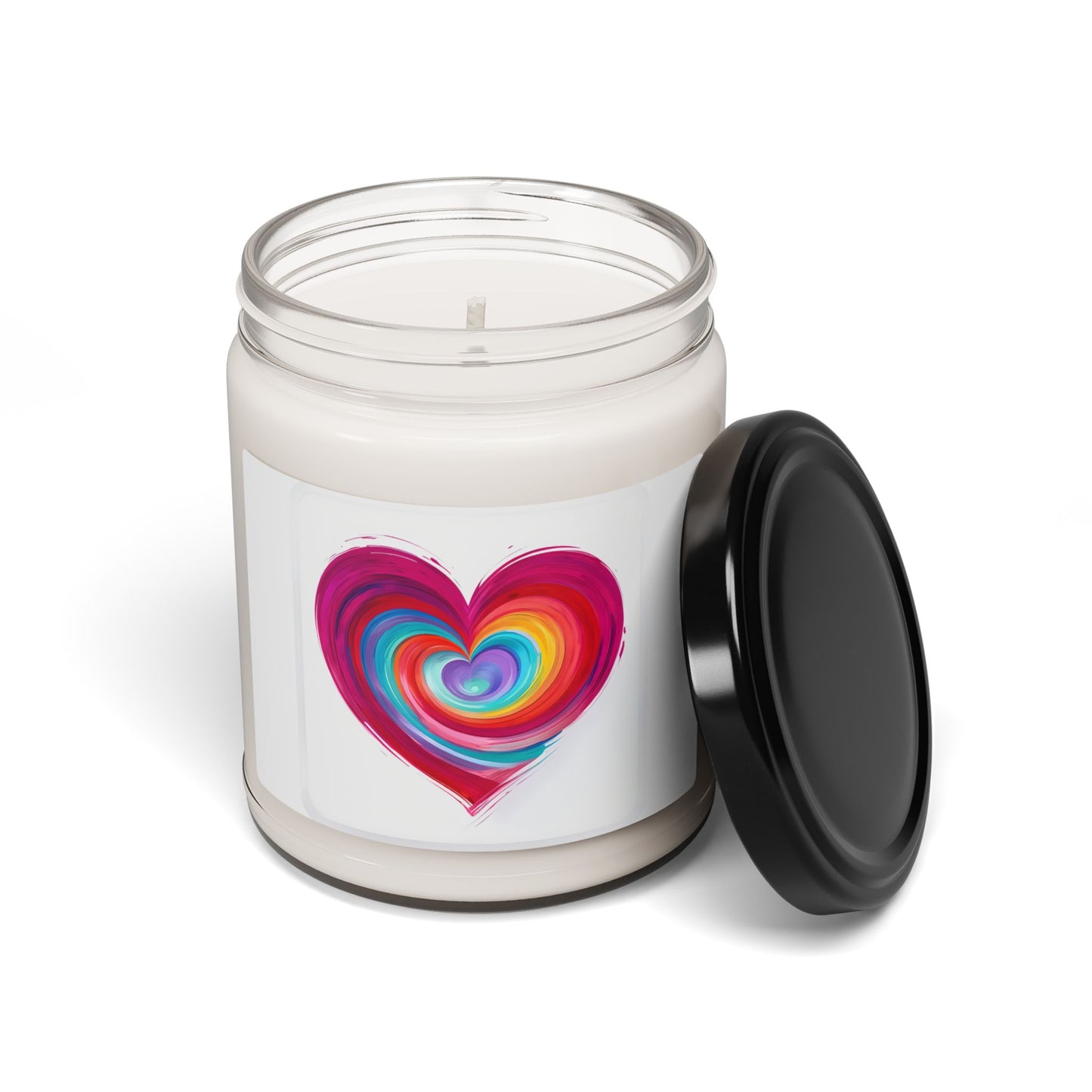 Rainbow Heart Soy Candle — 9oz Scented Jar for Gifts, Valentine’s & Pride