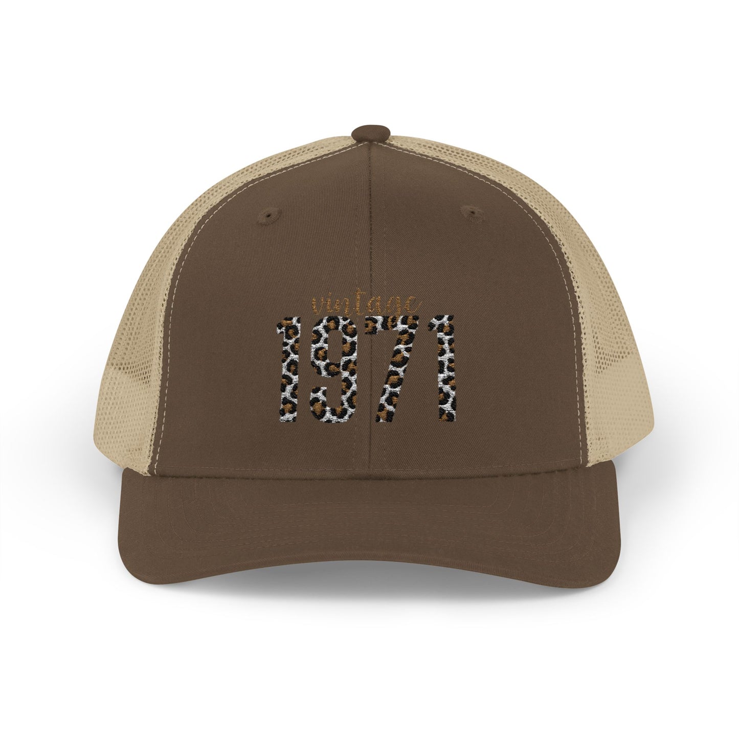 1971 Leopard Print Snapback Trucker Cap — Vintage Born in 1971 Birthday Gift