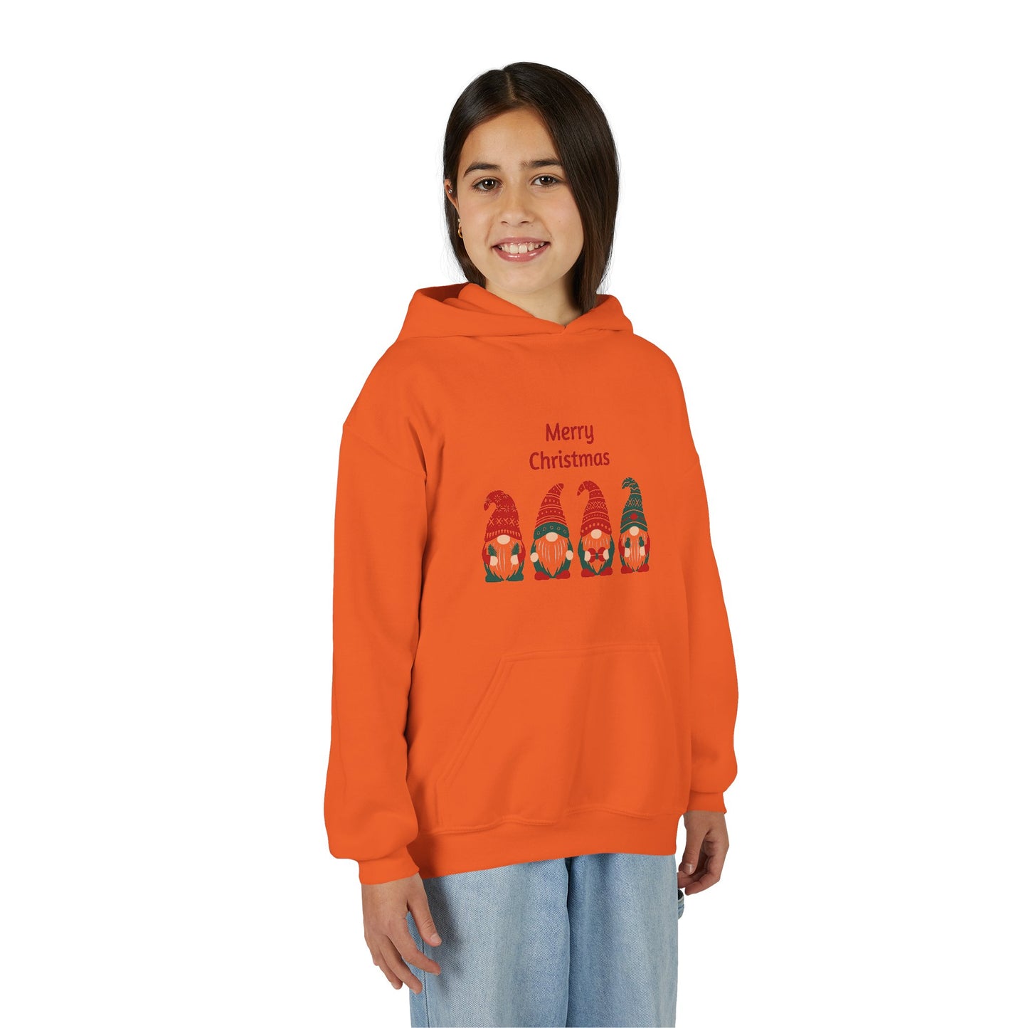 Youth Christmas Gnome Hoodie - "Merry Christmas" Holiday Kids Sweatshirt