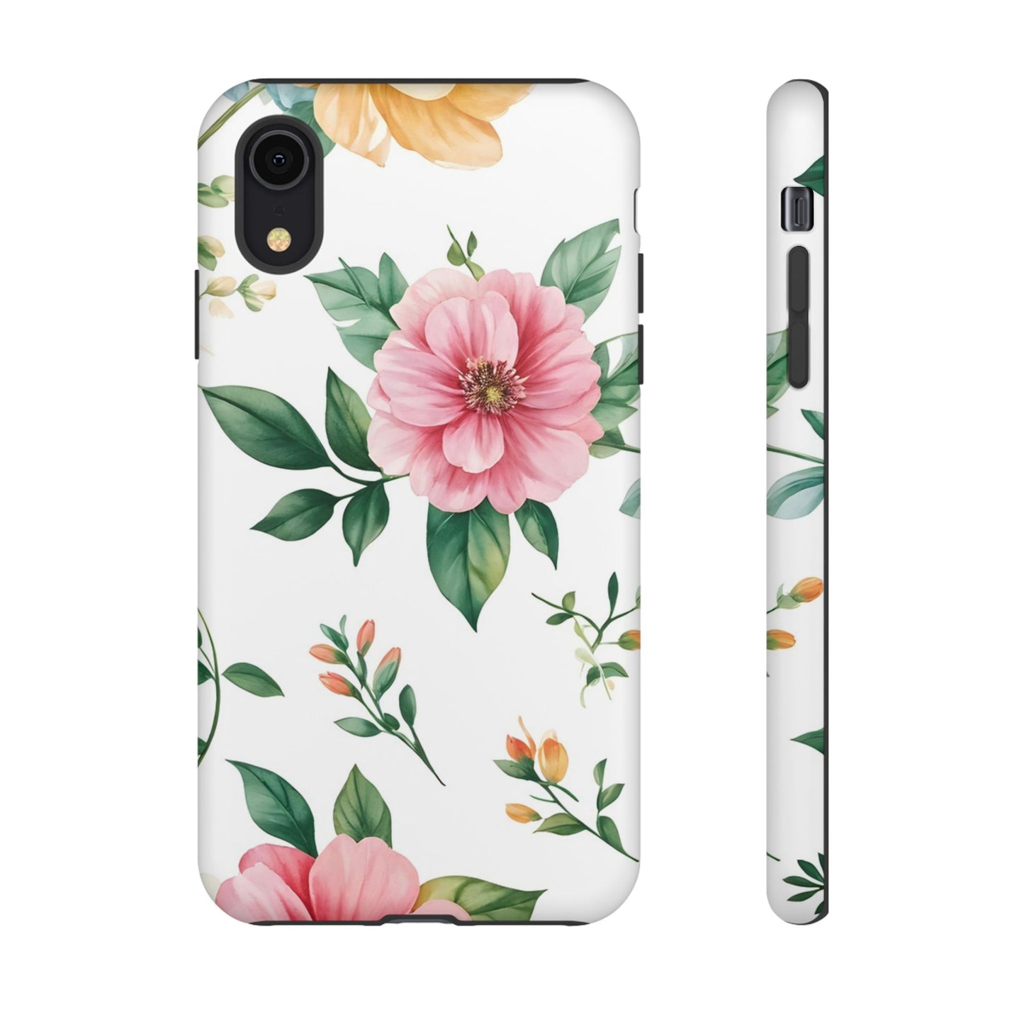 Floral Tough Phone Case — Pink Peony Protective Phone Cover
