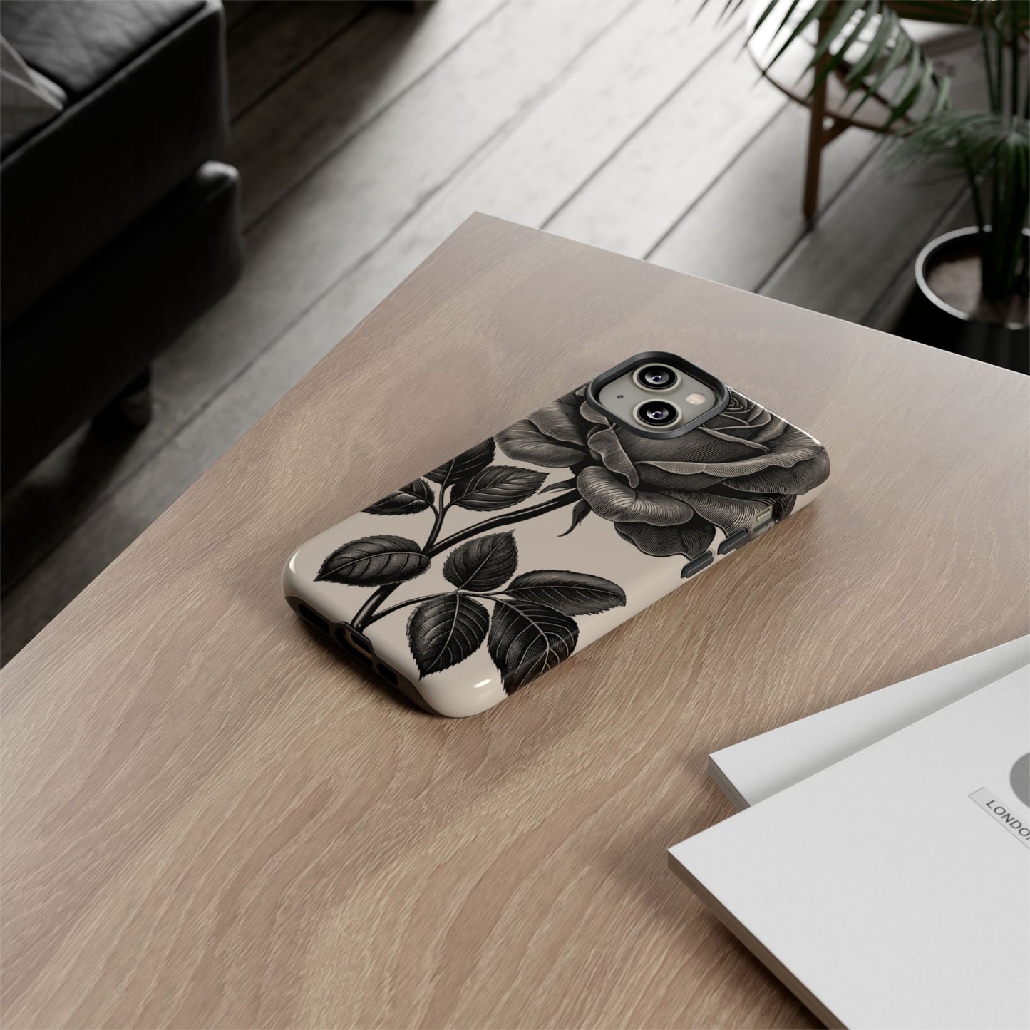 Black Rose Phone Case, Tough Cases with Floral Design, Elegant Tech Accessory, Gift for Flower Lovers, Stylish Protection