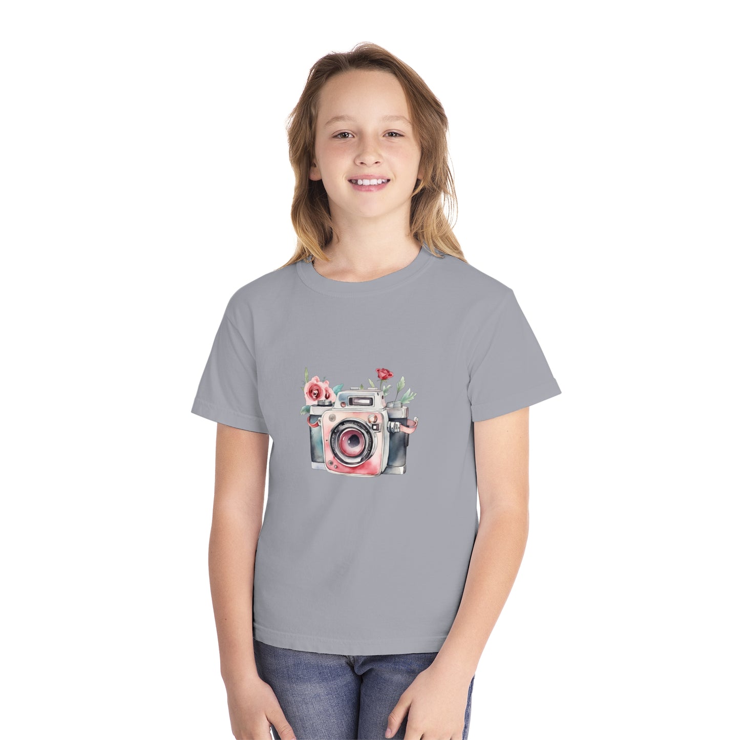 Floral Camera Youth Tee, Cute Teen Shirt