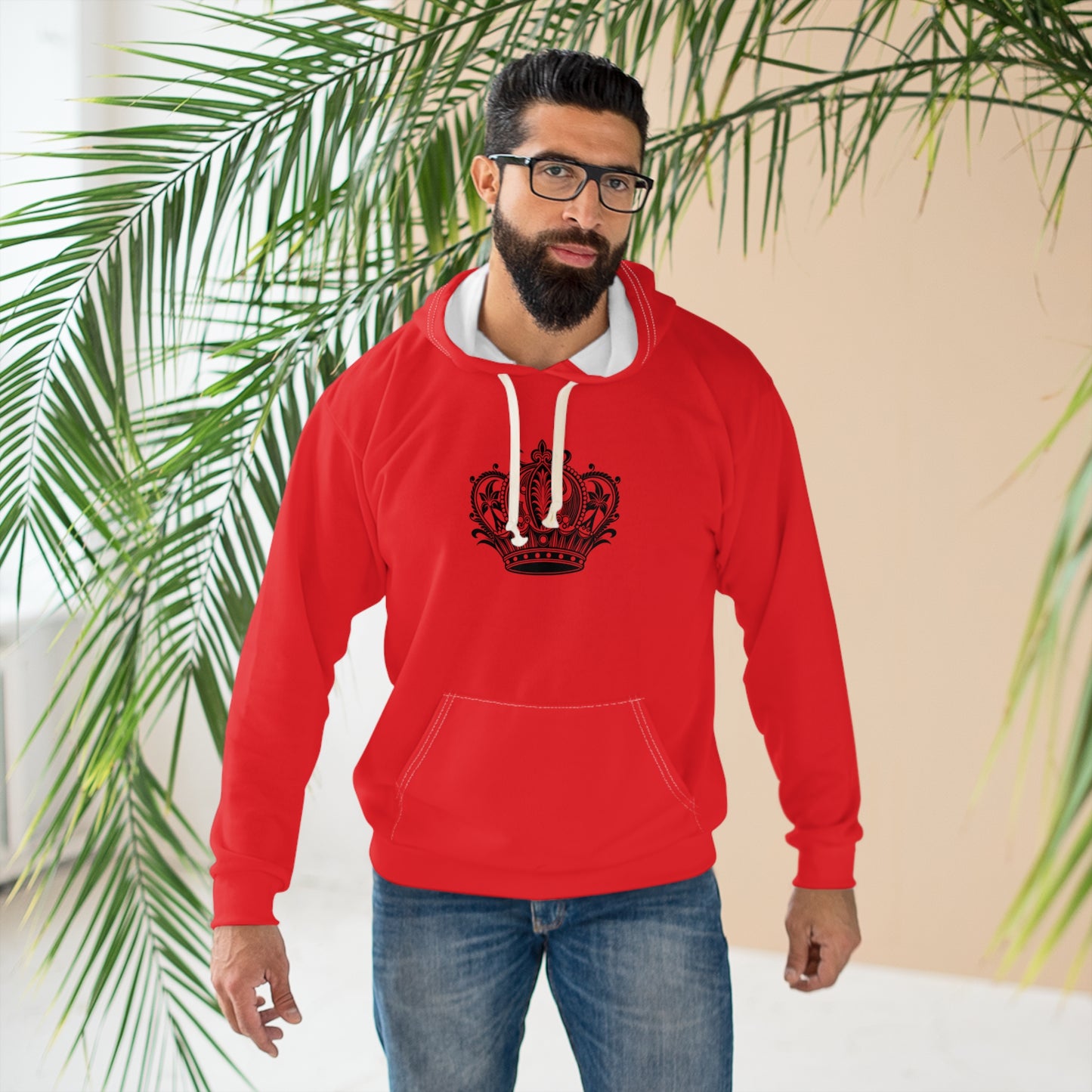 Bold Crown Unisex Pullover Hoodie, Stylish Streetwear, Gift for Him, Her, Cozy Layer, Statement Piece, Red Hoodie