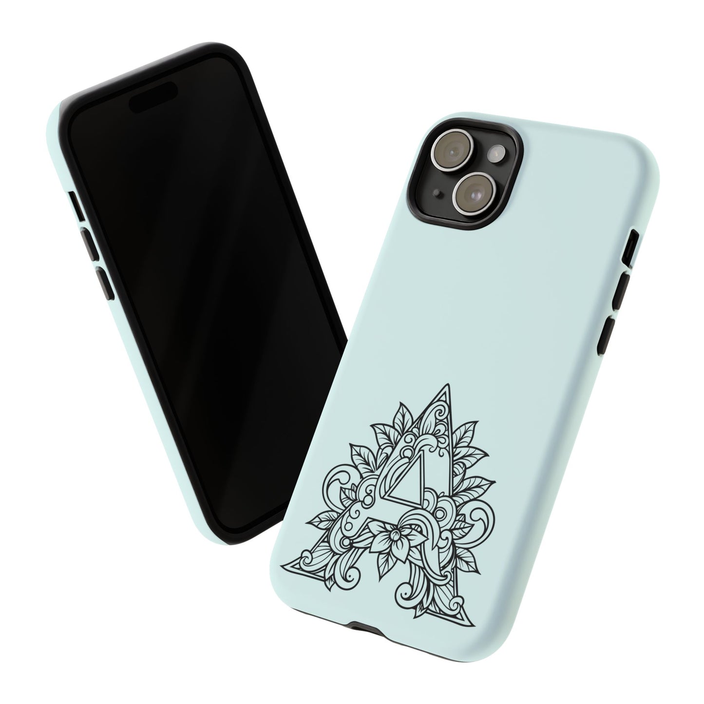 Personalized Tough Phone Case, Floral Monogram Cell Phone Cover, Custom Protective Case, Unique Gift, Birthday, Graduation