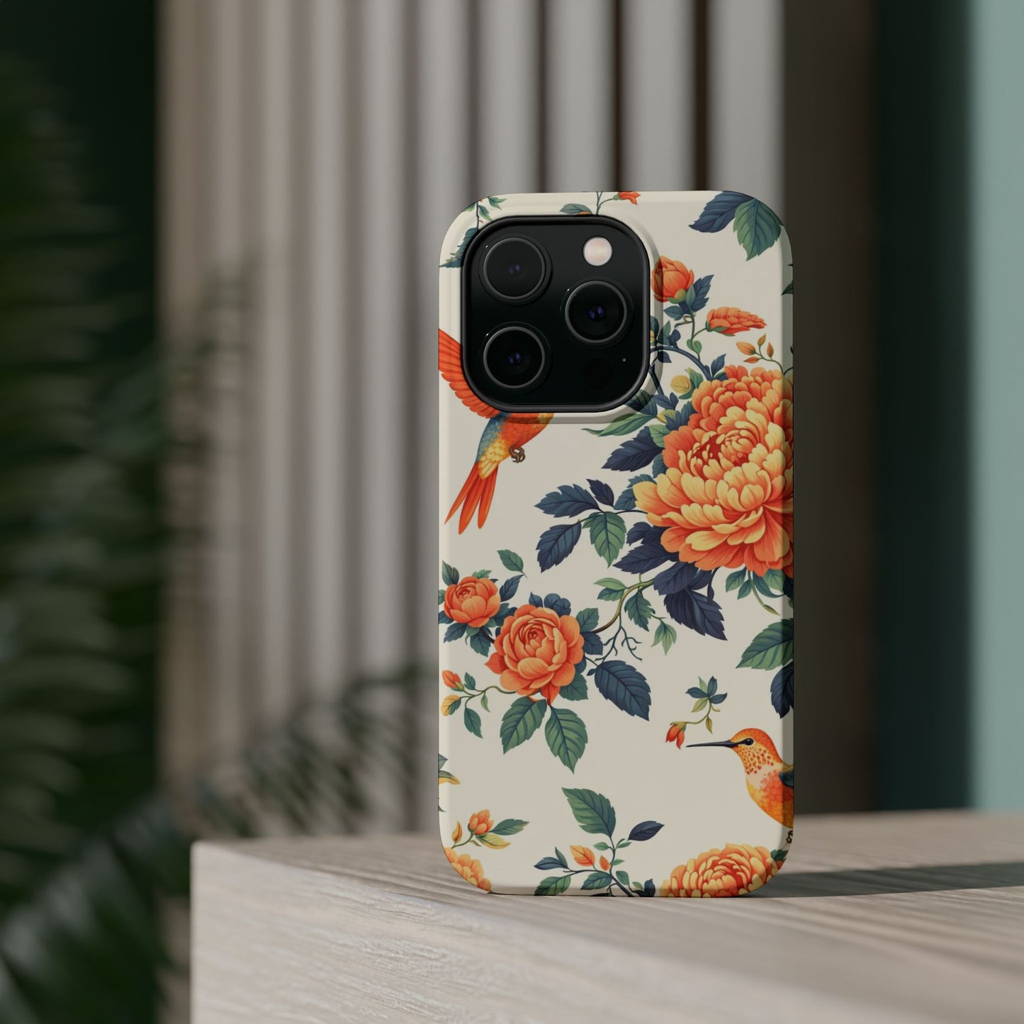 Floral Hummingbird Magnetic Phone Case — Impact-Resistant Protective Cover