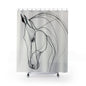 Horse Line Art Shower Curtain — Minimalist Black & White Equestrian Bath Decor