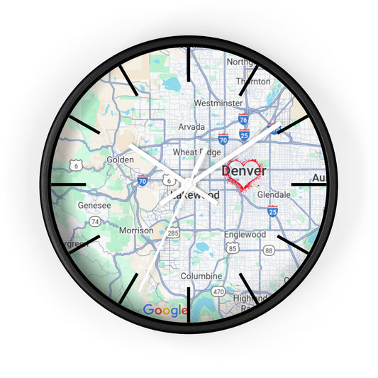 Custom Denver Map Wall Clock, Home Decor, Personalized Gift, Unique Wall Art, Modern Timepiece, Housewarming Present
