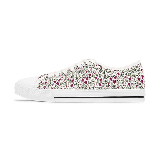 Floral Vine Low Top Sneakers — Women's Casual Garden Print Shoes