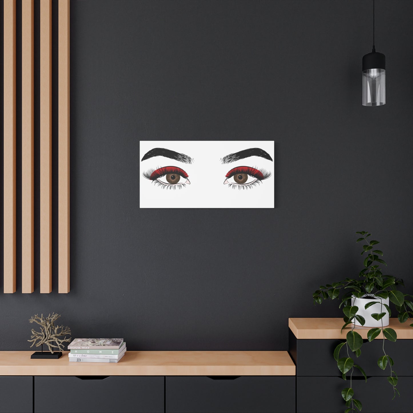 Red Lashes Wall Art Canvas — Glam Eyes Makeup Decor