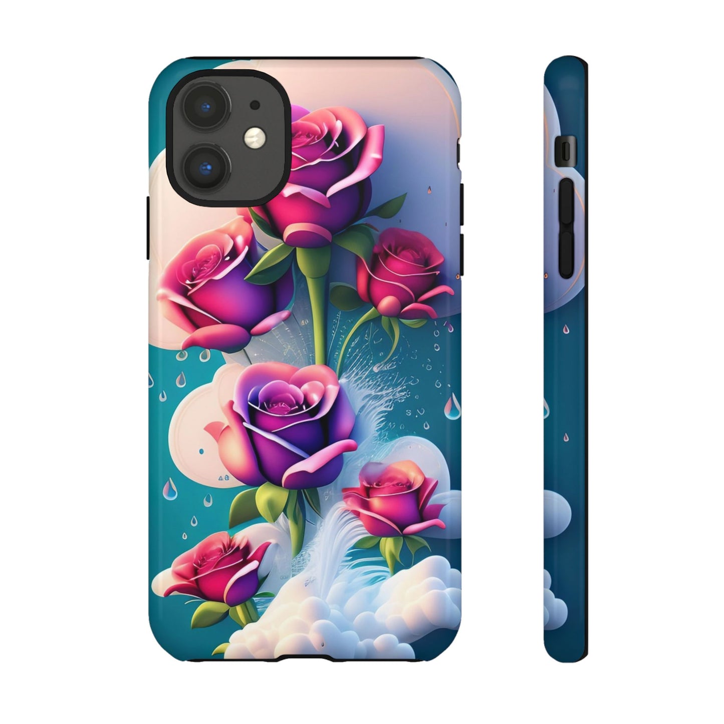 Floral Dream Tough Phone Case — Rose Bouquet Clouds Design