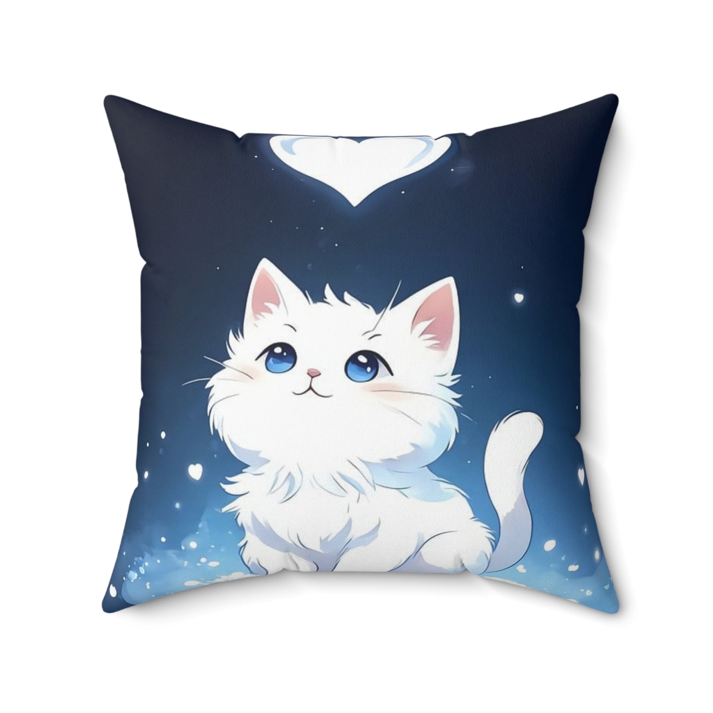 Cute White Kitten Throw Pillow — Adorable Cat Decor for Bedroom & Nursery