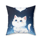 Cute White Kitten Throw Pillow — Adorable Cat Decor for Bedroom & Nursery