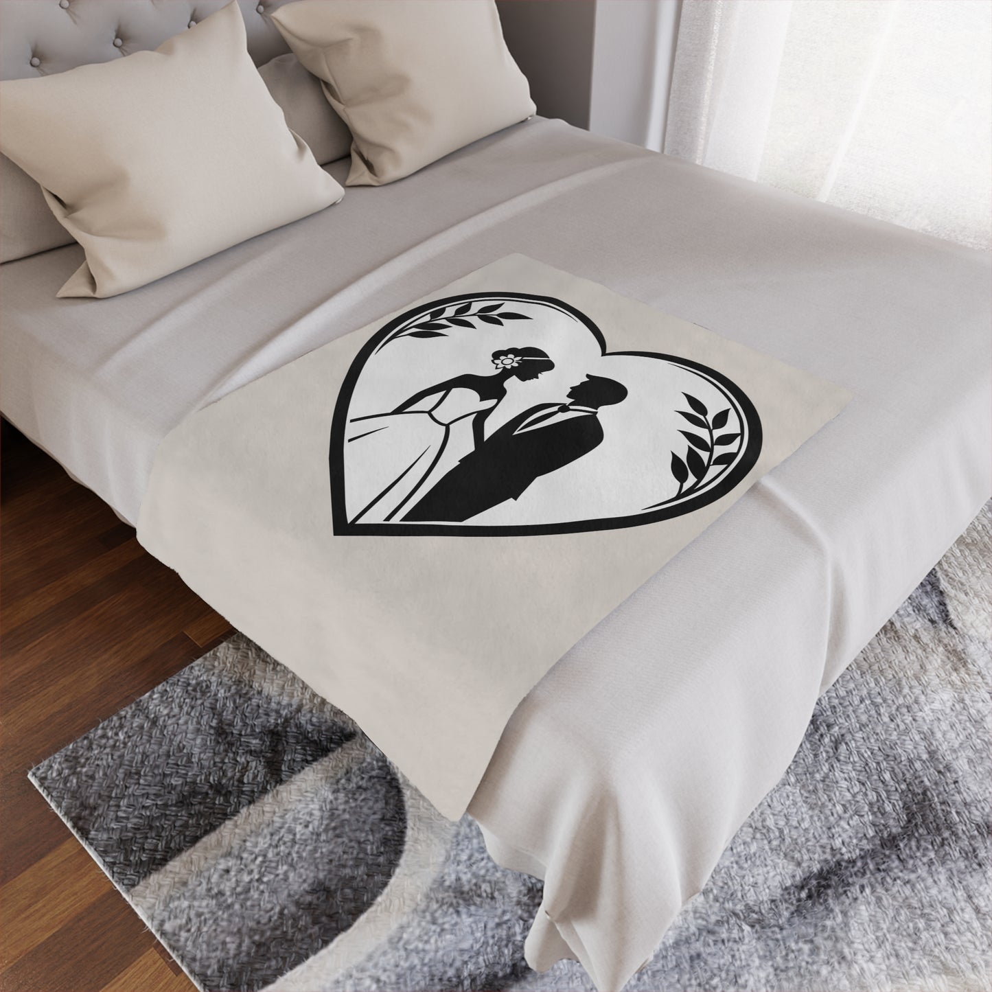 Wedding Couple Heart Minky Blanket – Romantic Bride & Groom Throw, Perfect for Anniversaries or Bridal Gifts