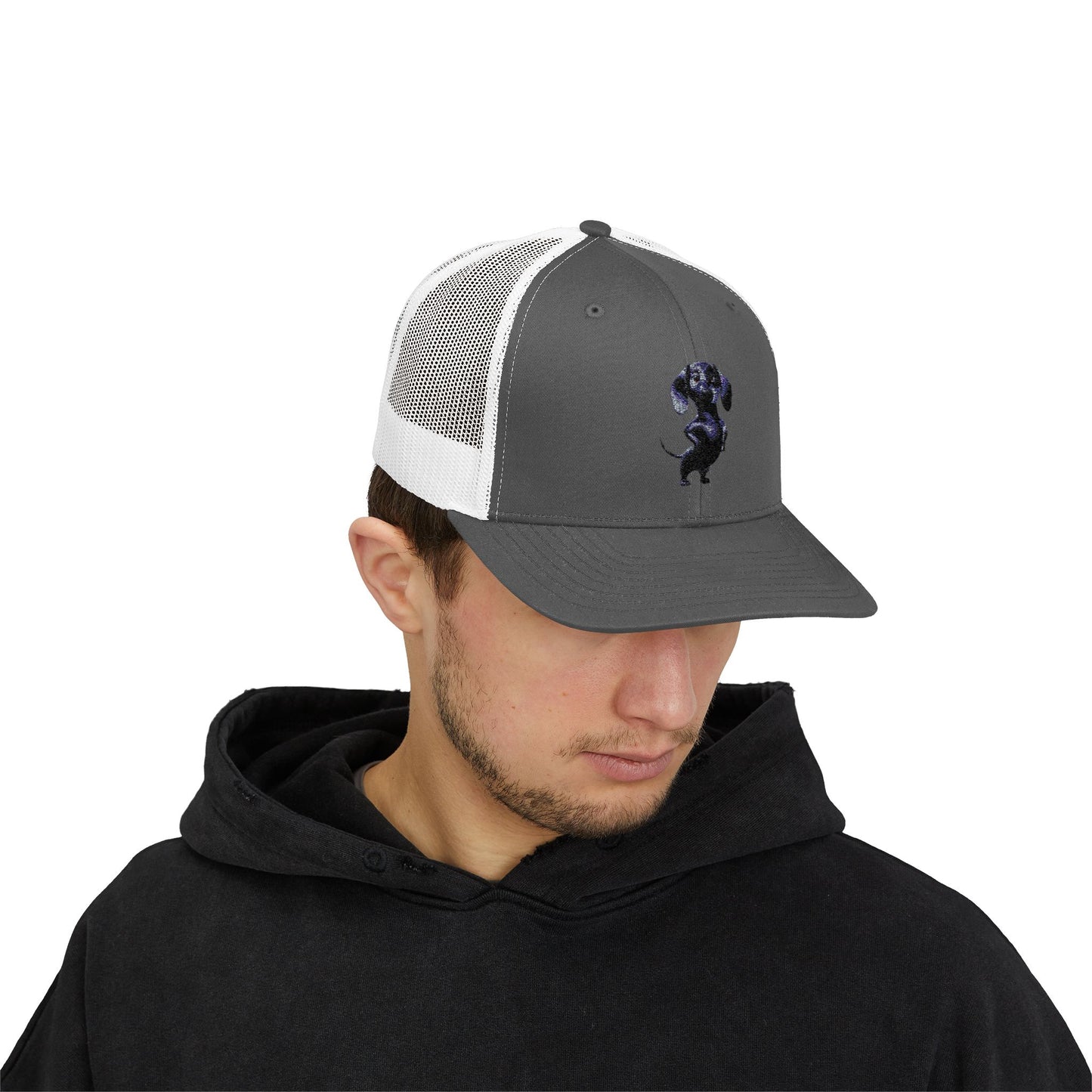 Dachshund Galaxy Trucker Cap – Embroidered Space Sausage Dog Snapback