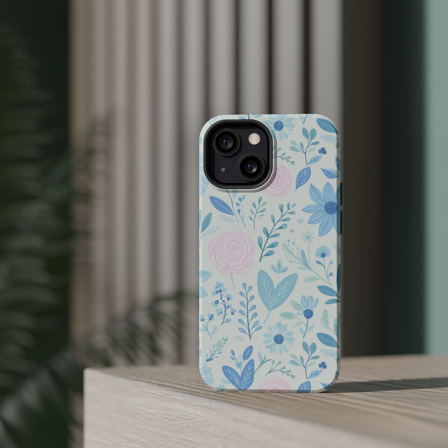Floral Pastel Magnetic Impact Phone Case — Blue & Pink Botanical Design