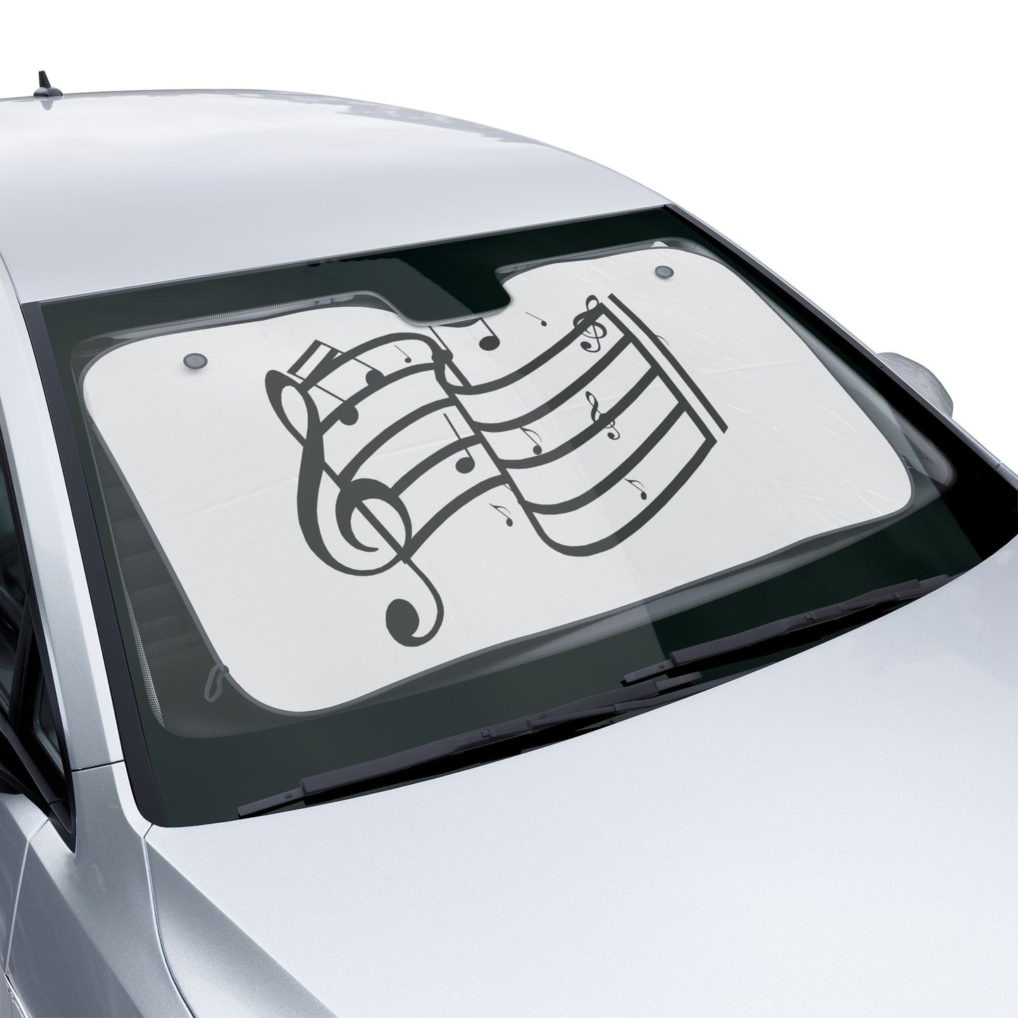 Musical Notes Car Sun Shade — Windshield Sunshade with Sheet Music Design