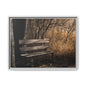 Framed Matte Canvas Print — Autumn Park Bench Photography