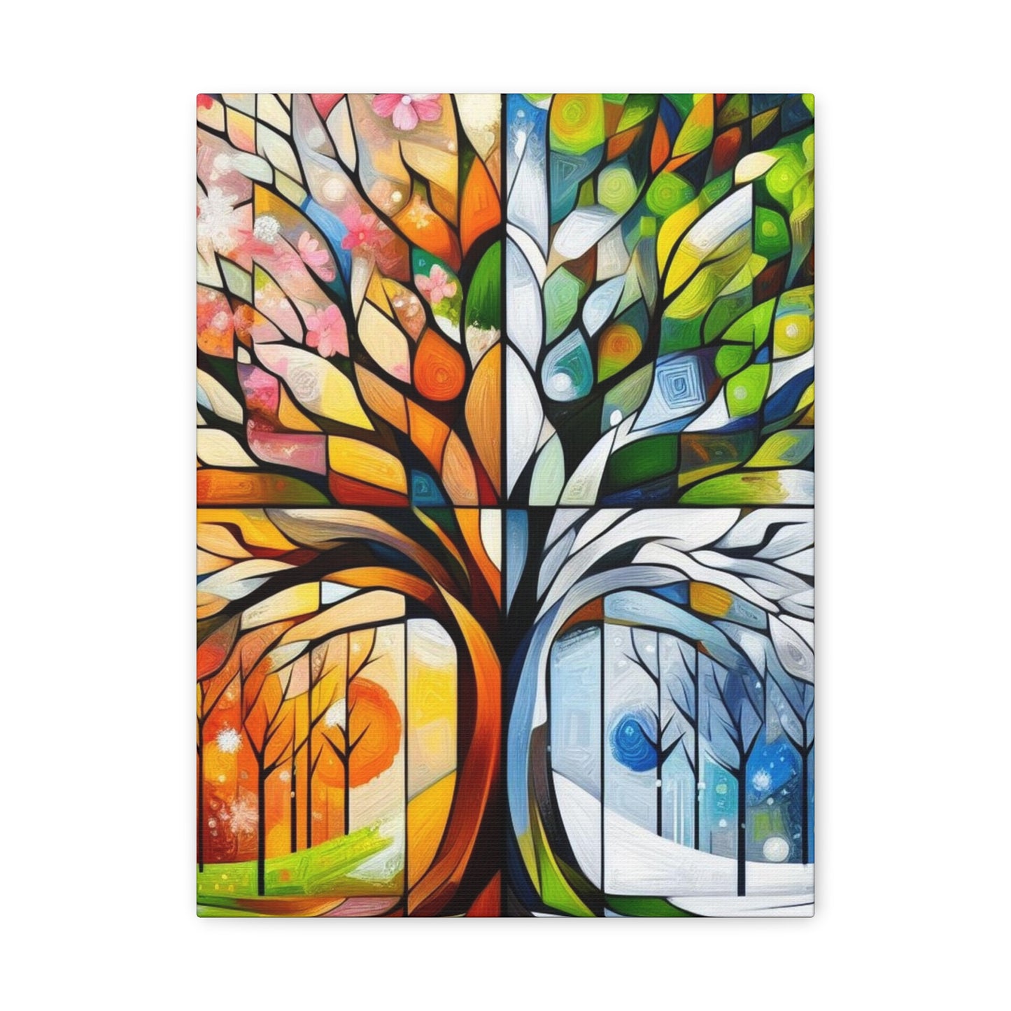 Seasons Tree Matte Canvas Wall Art — Stretched 1.25"