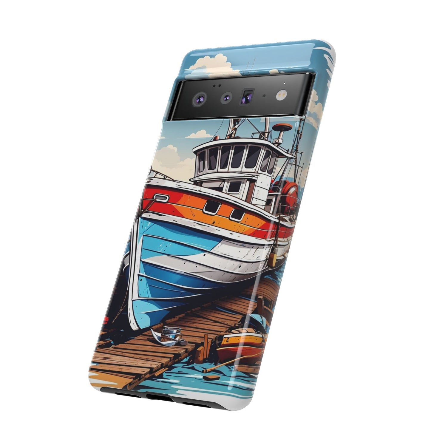 Colorful Fishing Boat Phone Case | Nautical Gift, Marine Design, Coastal Aesthetic, Summer Vibes, Sea Lover's Accessory