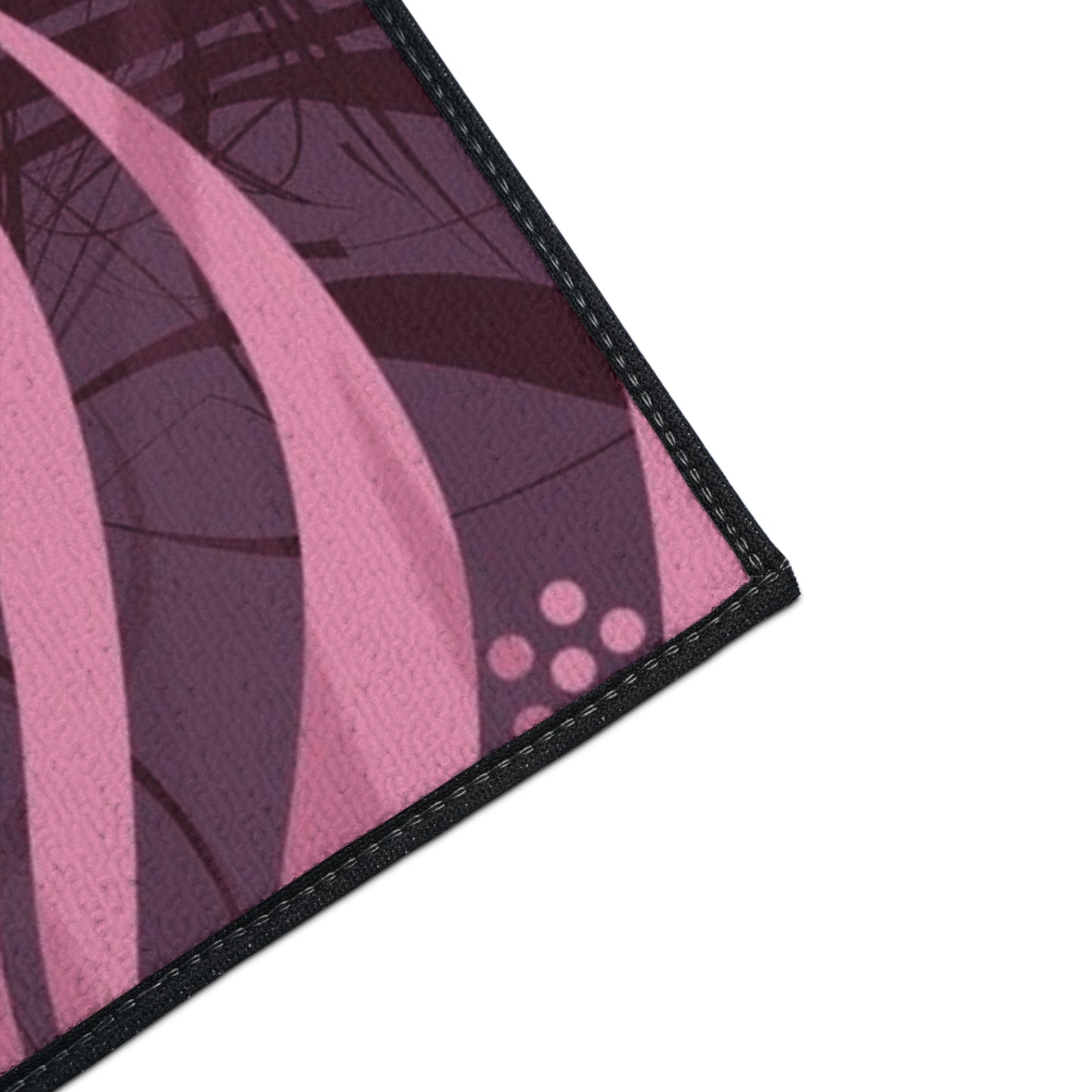Floral Swirl Heavy-Duty Floor Mat — Pink Abstract Entry Rug
